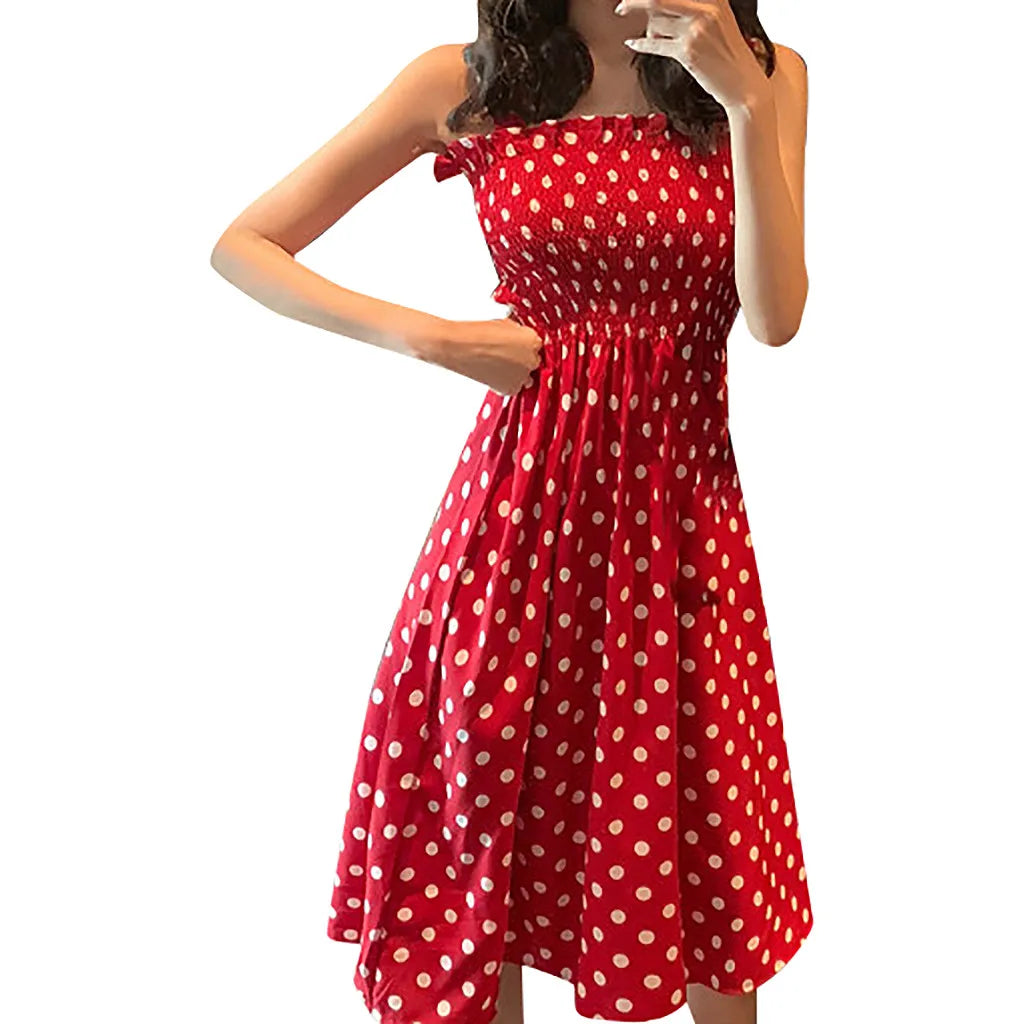 Women's Dresses 2026 Summer Fashion Loose None Sleeve Polka Dot Shoulder Plus Size Casual Dress Sexy Dress
