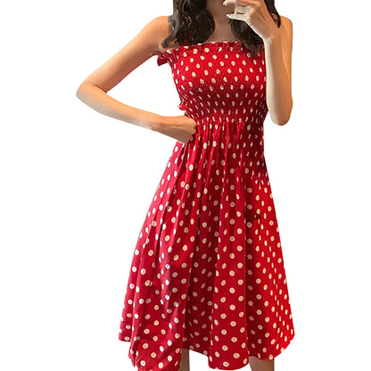 Women's Dresses 2026 Summer Fashion Loose None Sleeve Polka Dot Shoulder Plus Size Casual Dress Sexy Dress