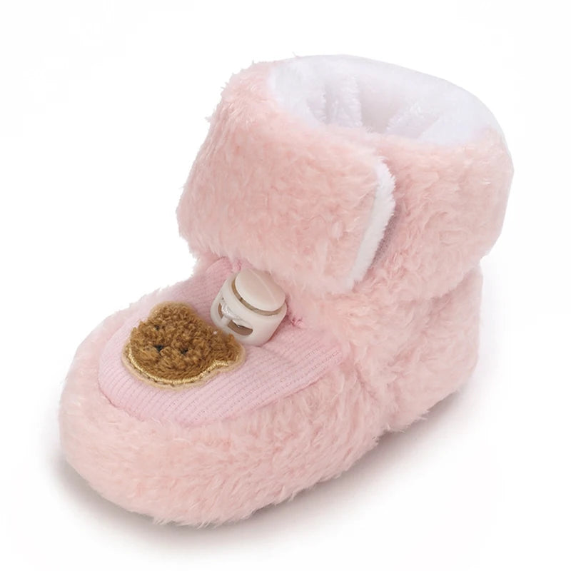 Winter Snow Baby Boots Cute Bear Warm Booties For Kids Soft Sole Infant Newborn Toddler Baby Girl Shoes