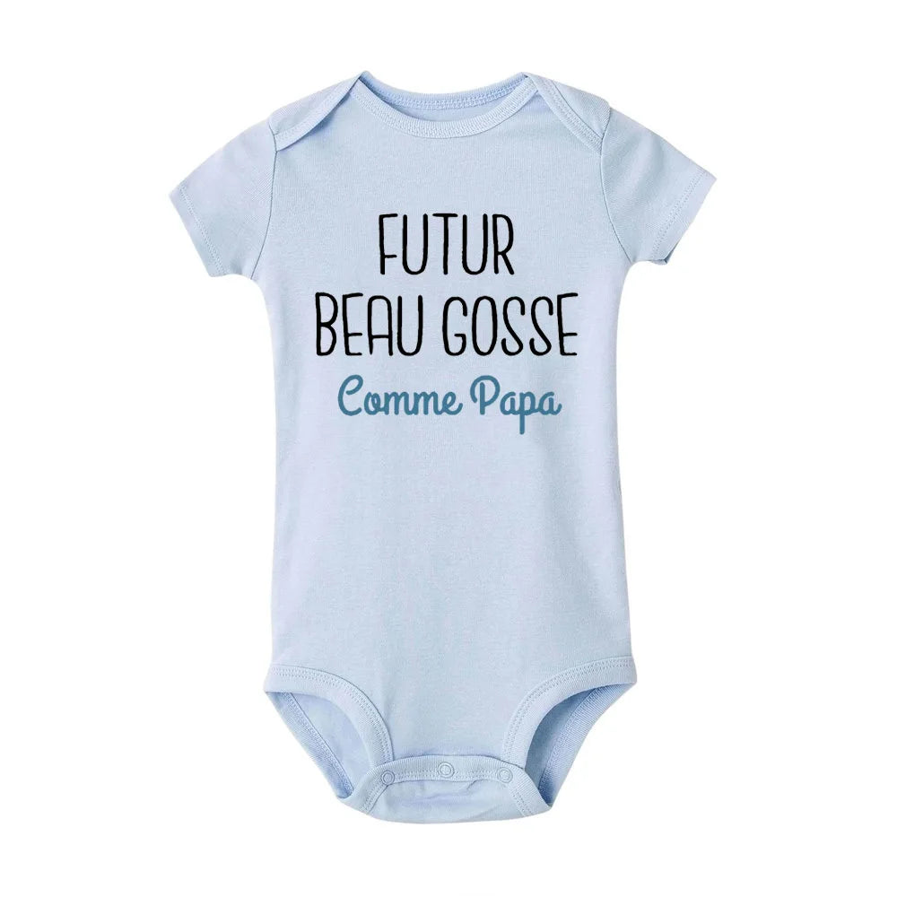 Handsome Like Daddy Newborn Baby Summer Bodysuit Infant Body Short Sleeve Baby Boy Jumpsuit Funny Cute Toddler Bodysuit Outfits