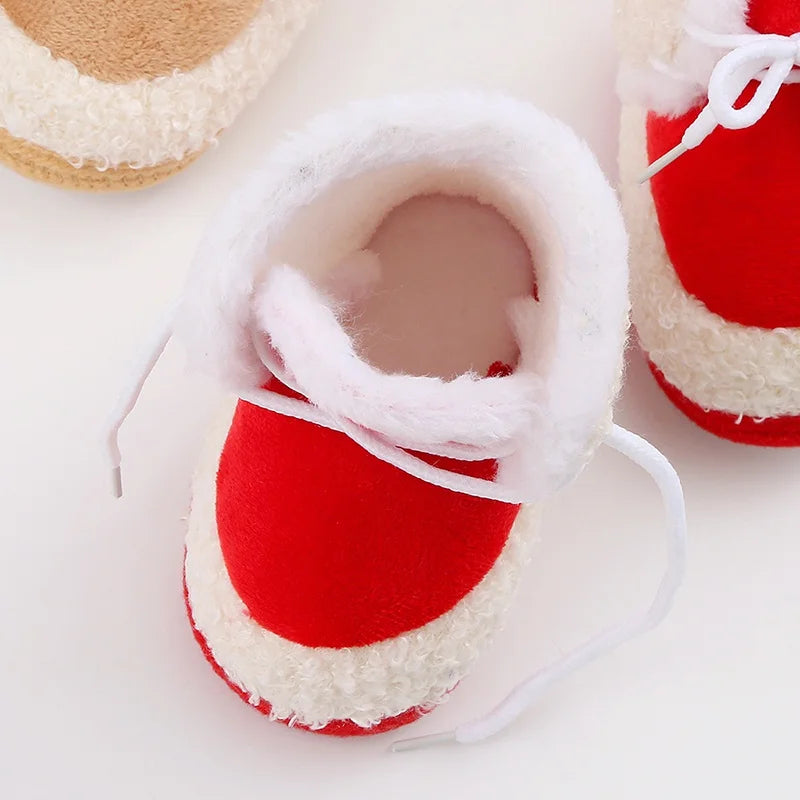 Baywell Baby Boots Newborn Winter Plush Snow Booties for Infant Boys Girls Soft Comfortable Lace Up Warming Shoes