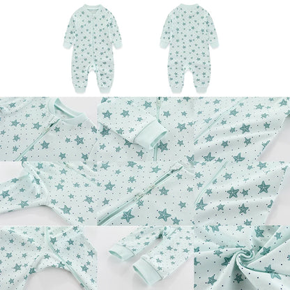Newborn Baby 2-way Zipper Romper Cotton One-piece suit 0-24 Months Long Sleeve Newborn Baby Pajamas Comfortable Breathable