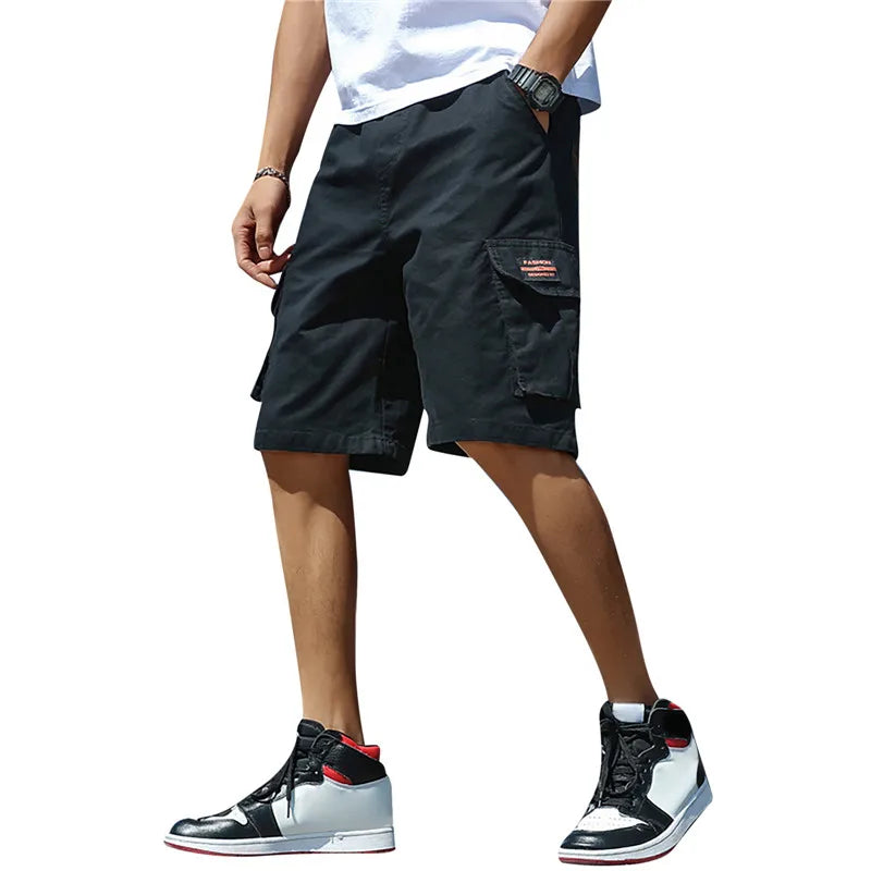 2025 New Summer Men Trend Cargo Shorts Men's Letter Print Pocket Shorts Fashion Casual Straight Shorts Male Ropa Hombre