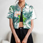 Women's Lapel Button Tank Tops Shirts Summer Casual Short Sleeve Shirts 3D Cherry Printed Women's Clothing Navel Exposed Shirts