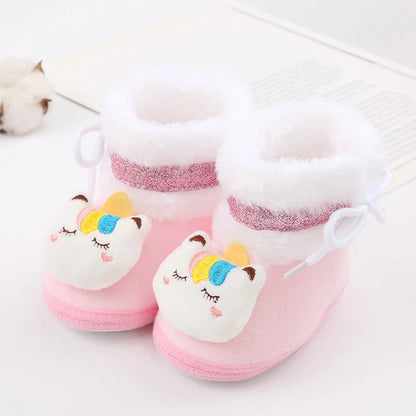 Baywell Baby Boots Newborn Winter Plush Snow Booties for Infant Boys Girls Soft Comfortable Lace Up Warming Shoes
