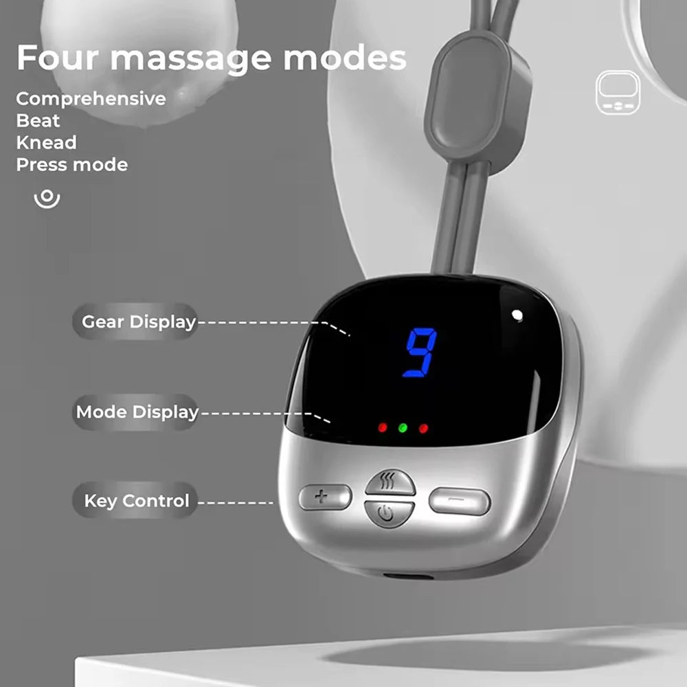 Smart TENS+EMS Electric Neck Massager with Micro-Current Portable Hot Compress for Cervical Spine Shoulder And Neck Pain Relief