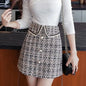 Tweed Skirts for Women Solid High Waist Slimming Skirts Autumn Spring 2026 Buttons Double Breasted Tweed Wool Mini Skirt