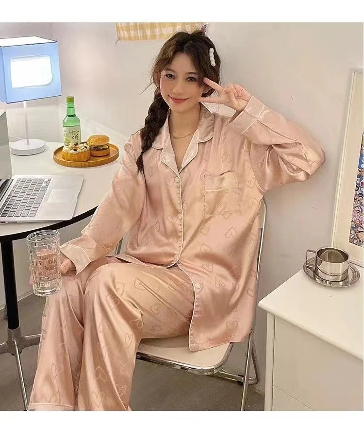 Summer Cool Ladies Faux Silk Polyester PJ Sexy Sling Pajama Sets Home wear Women's Pajamas Female Sleepwear Home wear Gift for GF