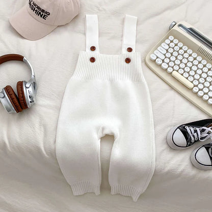2025 New Autumn Infant Baby Knitted Jumpsuit Overalls Toddler Baby Boys Girl Trousers Knitted Solid Color Newborn Baby Pants