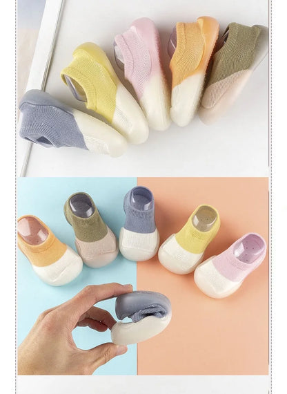 1pair Baby First Walker Toddler Shoes Non-slip Comfortable Silicone Soft Sole Casual Indoor Floor Socks Knit Booties for Newborn