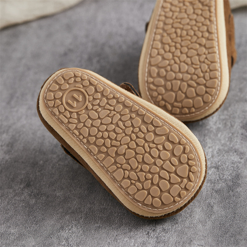 0-18M Newborn Baby First Walking Shoes Soft Cow Suede Sole Rubber Non-slip Walking Shoes Newborn Boys Girls Casual Flats
