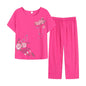 New Arrival Female Pajamas Set Sleepwear Women Cotton Print Flower Pyjamas Summer Loose Nightwear Home Large XL-4XL