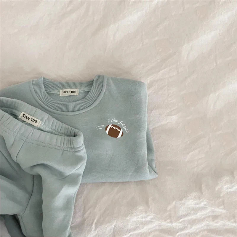 2Pcs Spring Winter Baby Girl Boy Clothes Set Embroidery Thicken Fleece Warm Sweatshirt Pant Boy Tracksuit Toddler Clothes Outfit