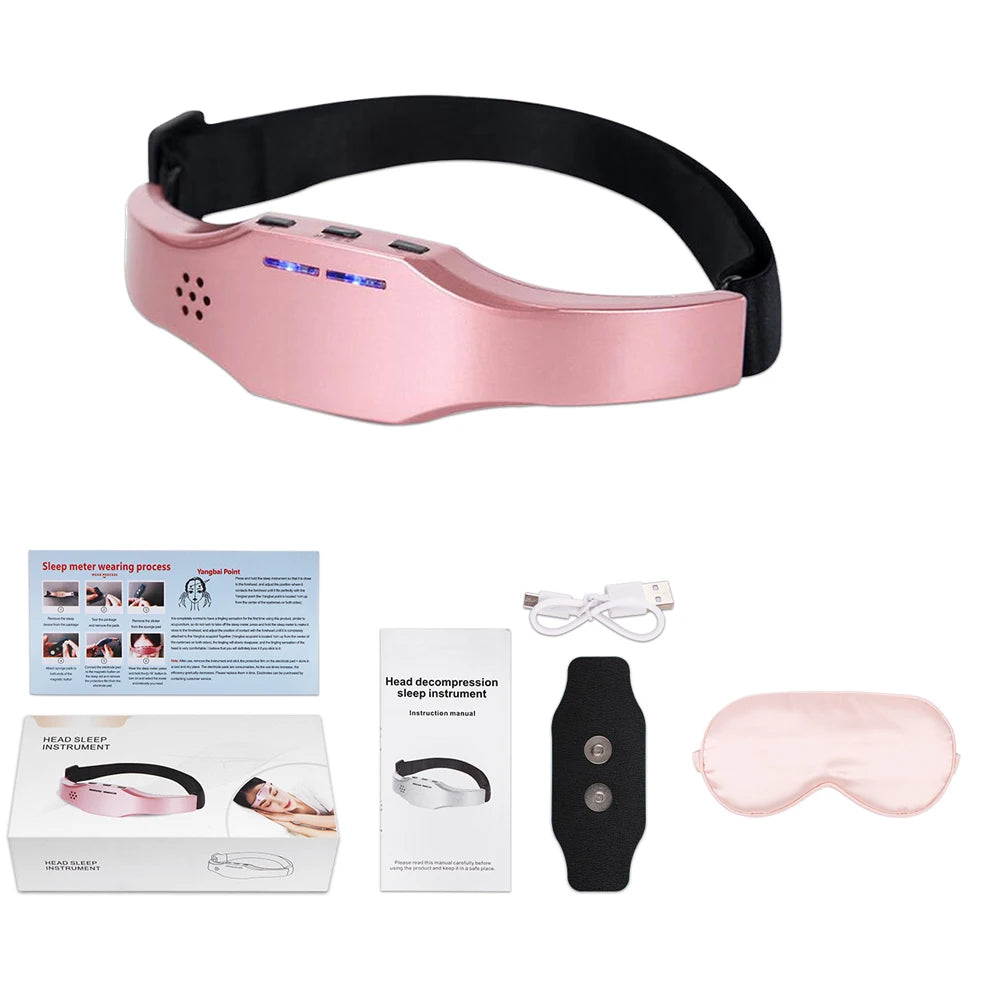 Smart Electric Head Massager Sleep Monitor Insomnia Migraine Relief Massage Release with Stress Sleep Therapy Device Sleep Mask