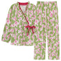 Spring Autumn V-Neck Pajamas Female Pajamas Sets Elegant Floral Japanese Kimonos For Women Big Yards M-4XL Cotton