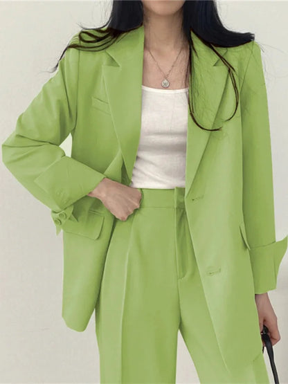 Korean Fashion Spring Women's Suits Casual Top Trousers 2 Piece Sets Women's Outfits Coats Slim Fit Blazers for Women Clothing