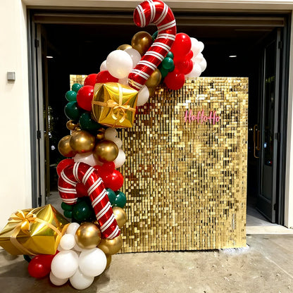 93 red, green,，gold, and white Christmas decoration wreaths, including candy cane gift boxes, suitable for Christmas party decor