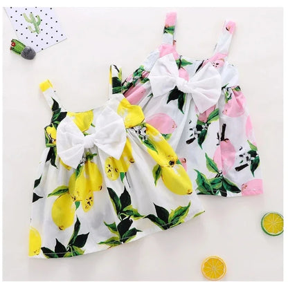 2025 Summer Baby Girl Dress Lemon Print Newborn Infant Dresses Christening Gowns Princess Birthday Dress for Baby Girl