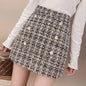 Tweed Skirts for Women Solid High Waist Slimming Skirts Autumn Spring 2026 Buttons Double Breasted Tweed Wool Mini Skirt