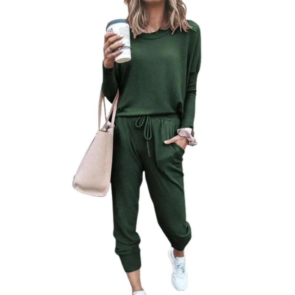 Women Autumn Casual Tracksuits 2026 Solid Color Loose Pullover Hoodies Two Piece Set Female Long Sleeve Tops Pants Sportswear