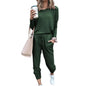 Women Autumn Casual Tracksuits 2026 Solid Color Loose Pullover Hoodies Two Piece Set Female Long Sleeve Tops Pants Sportswear