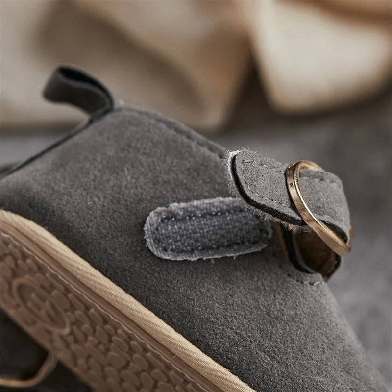 0-18M Newborn Baby First Walking Shoes Soft Cow Suede Sole Rubber Non-slip Walking Shoes Newborn Boys Girls Casual Flats