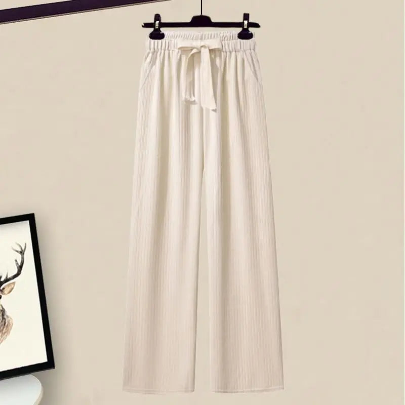 Autumn/Winter Women's Set 2026 New Korean Edition Casual Sweater Waist Cinching and Slimming Wide Leg Pants Two-piece Set