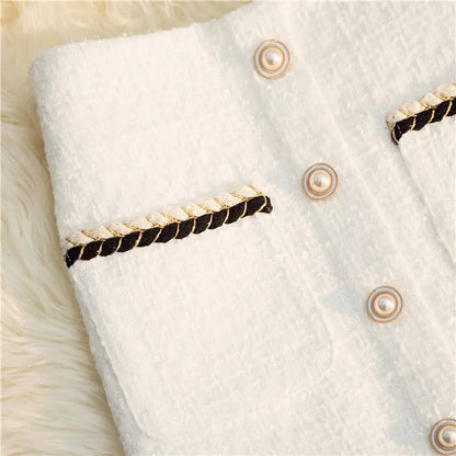 Black White Tweed Long Skirts Women Autumn Winter New Bright Silk Skirt Female Vintage High Waist A-line Wrap Skirt Office Lady