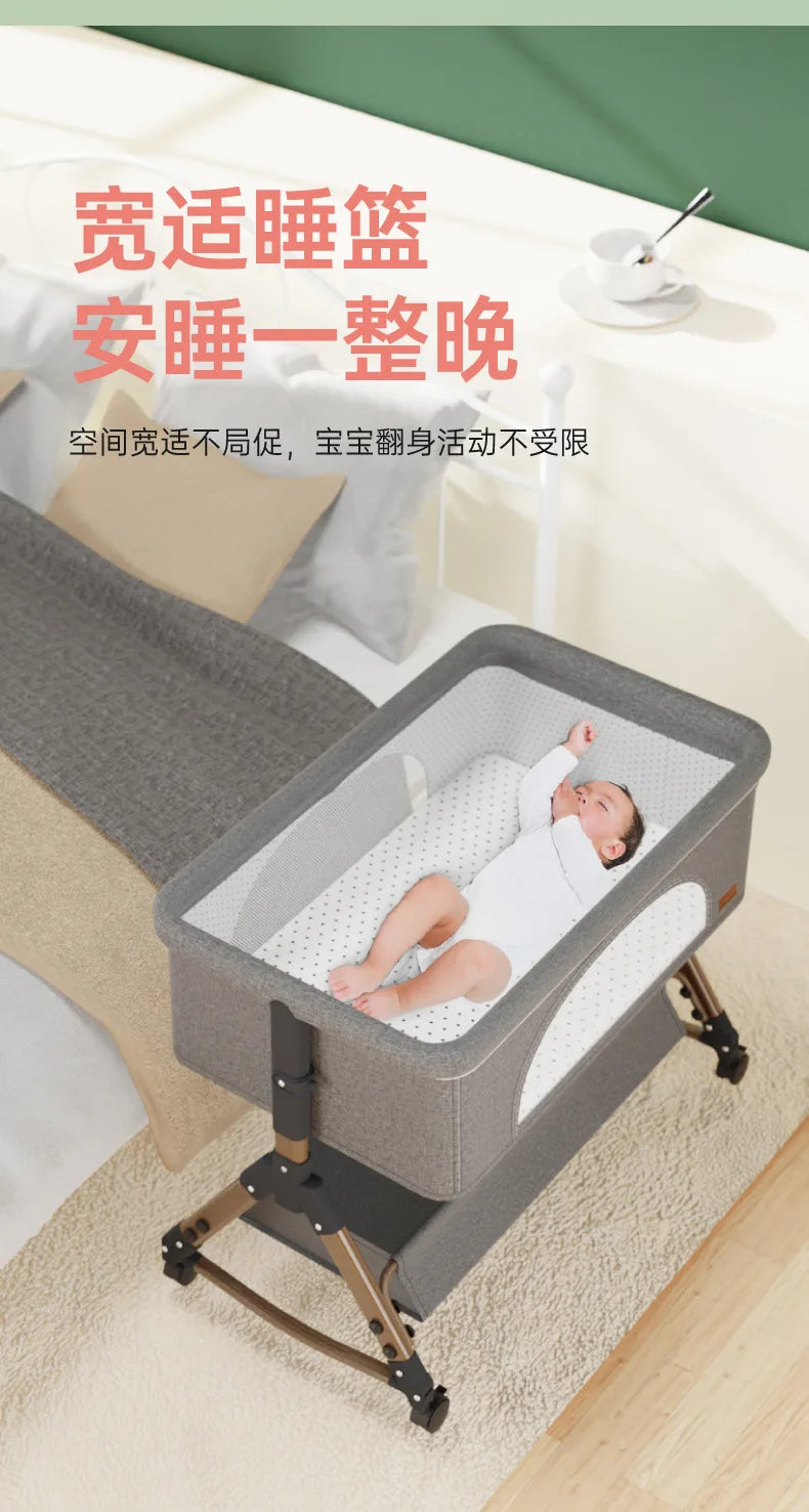 Baby Crib Newborn Small Bed Splicing Large Bed Cradle Bed Sleeping Basket Movable Foldable Portable And Multifunctional