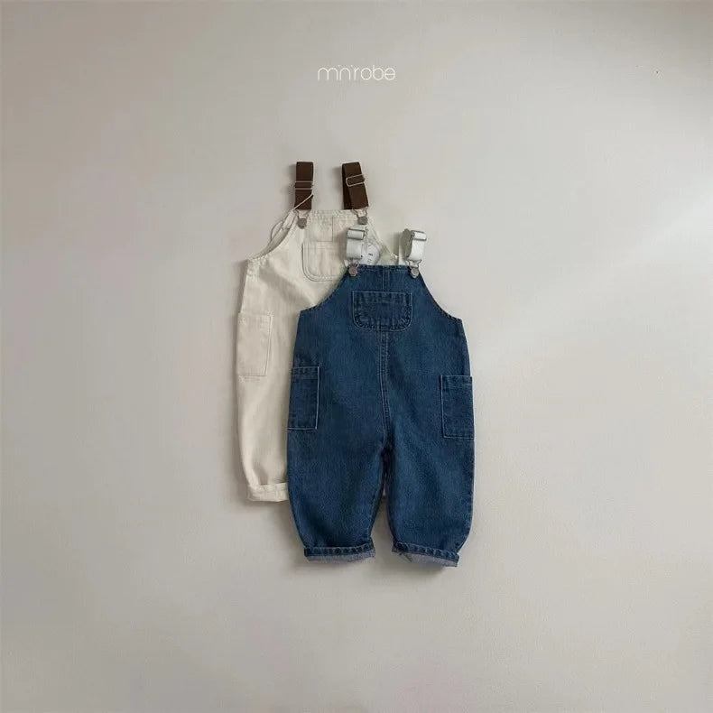 Baby Clothing Simple All Match Denim Overalls 2025 Spring and Autumn New Fashion Casual Pants Boys Girls Baby Loose Pants