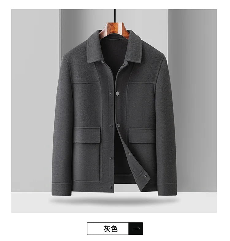 2025 Autumn/Winter New Double sided Woolen Coat High end Fabric Korean Edition Fashion Pure Handmade Woolen Coat Work Style