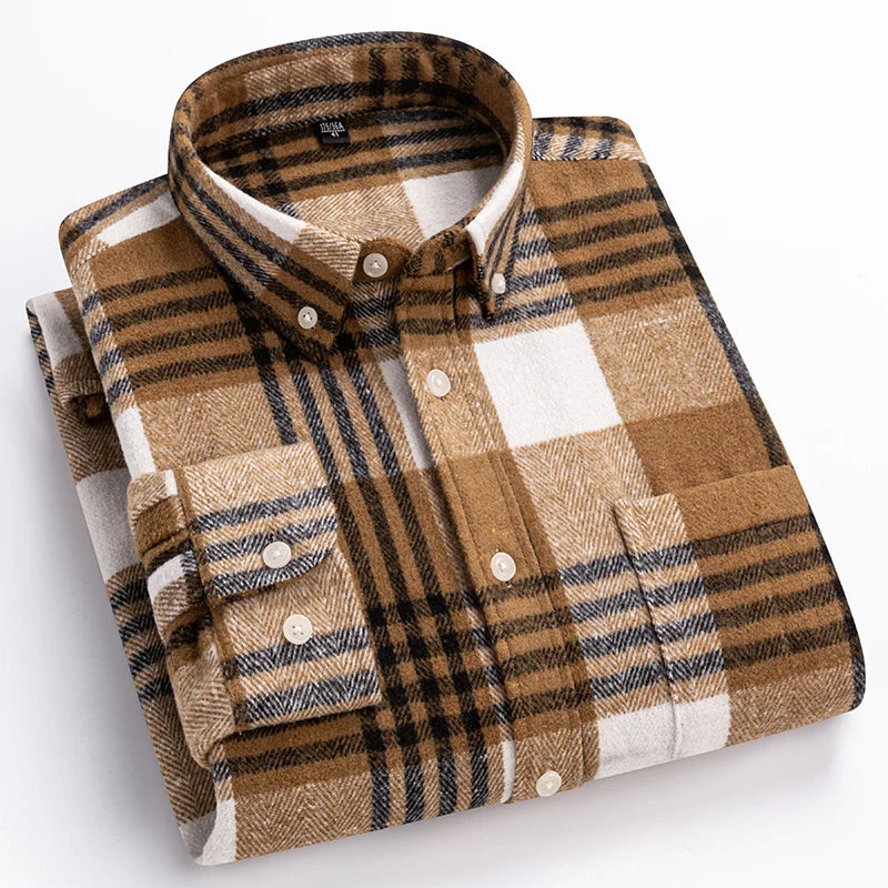 New in shirt plus size 7xl100%cotton long-sleeve shirts for men slim fit casual plain shirt soft kerokan designer plaid clothing
