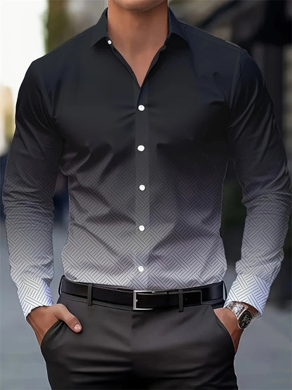 2025 New Spring Long-sleeved Shirt Gradient Style Daily Casual Single-breasted Lapel Shirt Simple Fashion Business Men's Shirt