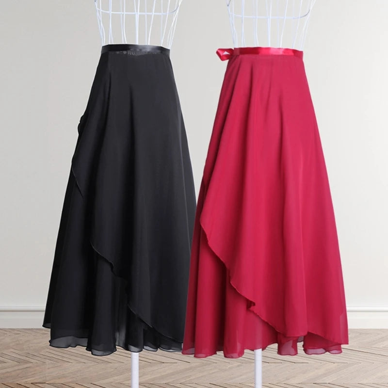 Women Wrap Dance Skirt Girls Long Dance Skirt Ballet Wrap Skirt Dance Skate Over Scarf Skirt Dancewear