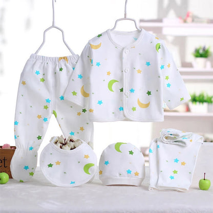 5Piece Sets Spring Autumn Newborn Girls Boy Clothes Casual Cartoon Cute Print Cotton Tops+ Pants Baby Boutique Clothing BC1477-1