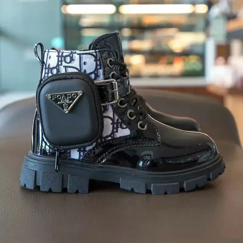 Spring and Autumn Girls Kids Shoes Ankle Boots Fashion British Style Single Boot Soft Sole Versatile Children's  Leather Shoes