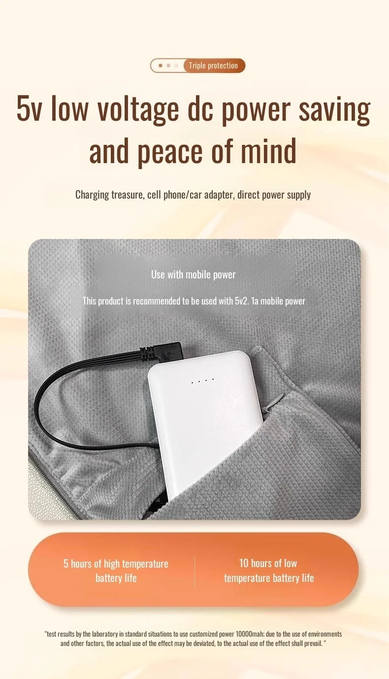 Electric Blanket Heated Shawl USB Warming Blanket Portable Washable Graphene Heating Blanket for Winter