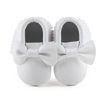 Meckior Baby Shoes Newborn Infant Boy Girl First Walker PU Sofe Sole Princess Bowknot Fringe Toddler Baby Crib Shoes Casual