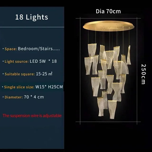 Modern Simple Led Luxurious Duplex Building Large Chandelier Living Room Creative Villa Pendant Lamp Stair Dining Hall Lighting