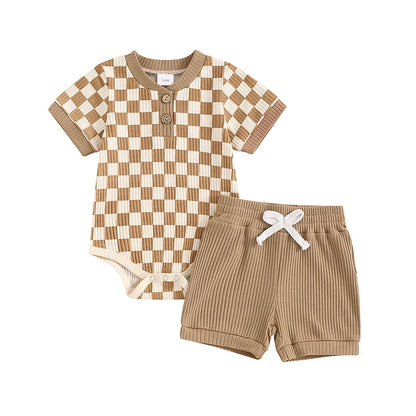 Mubi neo 3 -18 Months Newborn Baby Boy Clothes Ribbed Knit Short Sleeve Romper Shorts Set Infant Summer Outfit  Sets for Babies