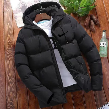 2025 Men's High Quality Classic Fashion New Zipper Printed Hooded Cotton Padded Jacket