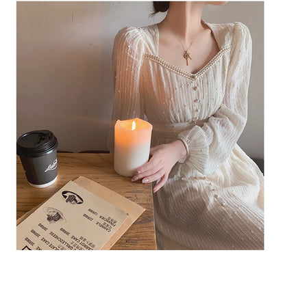 2026 Summer New Women Fashion Elegant White Midi Dresses Vintage Princess Female Party A Line Clothes Prom Robe Vestdios