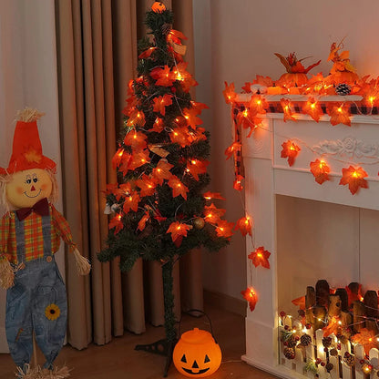 Thanksgiving Decorations Lighted Fall Garland Maple Leaves String Lights for Indoor Holiday Autumn Home Party Halloween Decor