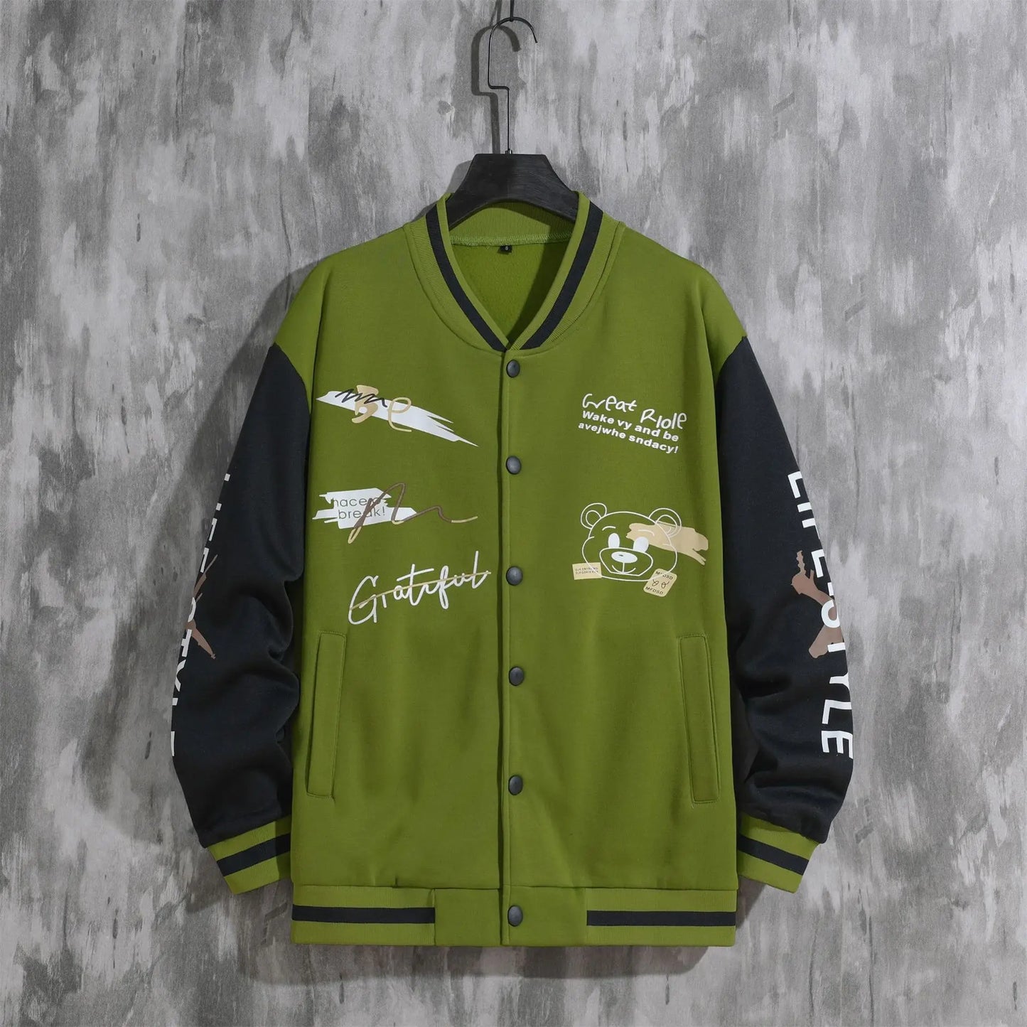 2026 New Jacket Coat Letter Printed  Wear Men Baseball Jacket Casual Long Sleeve Stand Jackets Men's Coats Sweatshirts Outerwear