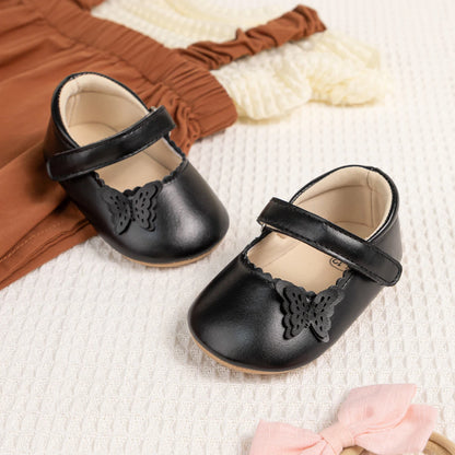 Girls Princess Shoes Bowknot Rubber Sole Anti-slip PU Leather Baby Shoes Newborns First Walkers Crib Shoes Spring Autumn