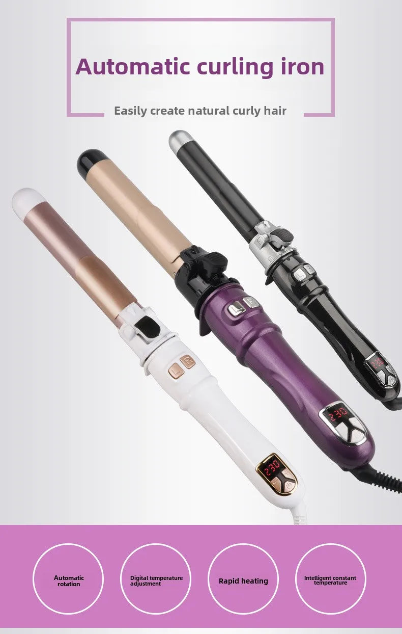Automatic Hair Curler 1.1inches Rotating Curling Iron with LED Display Fast Heating Curling Wand Hair Curler for Home Travel Use