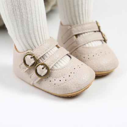 Meckior Baby Shoes Retro Leather Boy Girl Shoes Multicolor Toddler Rubber Sole Anti-slip First Walkers Infant Newborn shoes