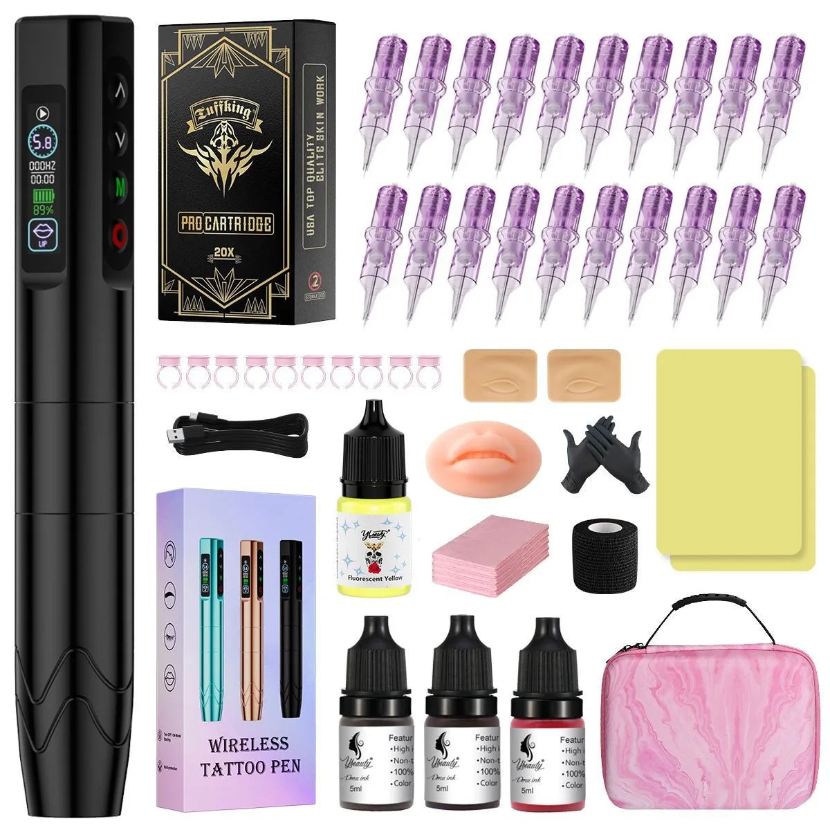 Beauty wireless battery embroidery machine set, integrated contact lens and eyebrow tattooing machine, cross-border source