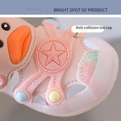 Little Duck Light-up LED Sandals for First Walker Anti-kick Baby Shoes for 0-3 Years Old Pre walker Soft Sole Cartoon for Girl