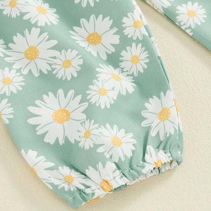 0 3 6 9 12 18 Months Baby Girl Clothes Ruffle Sleeve Romper Daisy Pant Sets Fall Winter Outfit for Infant Toddler